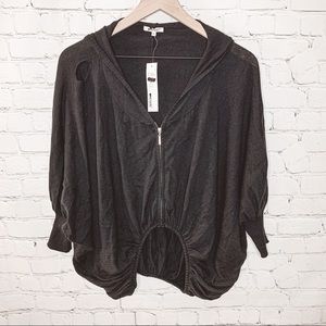 LAmade Slouchy Zip Up Hooded Sweater Black Size Medium NWT